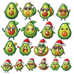 Cartoon Avocado with heart-shaped bone isolated on a white background