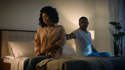 Couple family relationship problem conflict misunderstanding quarrel avoid separated African...