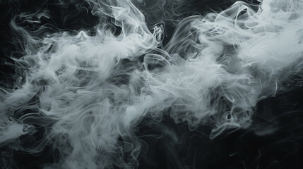 White and Pale Gray Smoke Intertwining on Dark Black Canvas