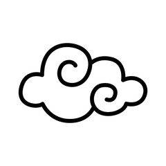 Cloud curl, fantasy cloud, oriental cloud, chinese cloud icon in thin line style vector illustration graphic design