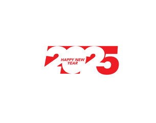 Happy New Year 2025 Text Typography Design Element flyer, banner design.