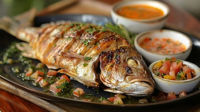 Kuwaiti Mutabbaq Samak: A fish and rice dish known as Mutabbaq Samak, cooked with spices and served with a tangy sauce.