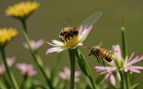 Ces abeilles butinant les fleurs, nous rappellent combien la nature est belles et diversifi&eacute;e.