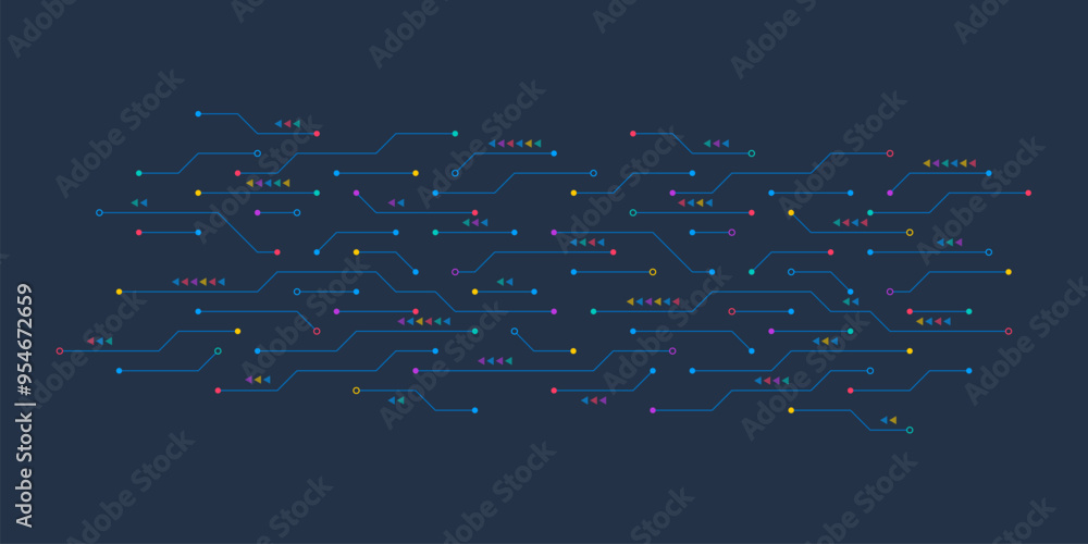 Poster circuit board texture with communication technology concept. creative vector illustration