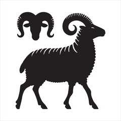 Sheep silhouette isolated on white background
