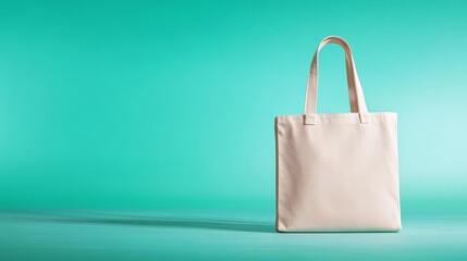 Pink tote bag mockup on table with city and sky background