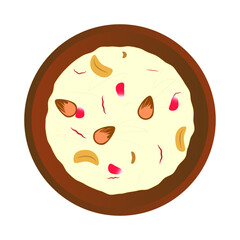 Vector illustration of Indian Kheer on transparent background