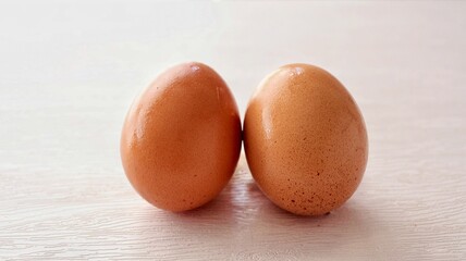 Fresh eggs on white background