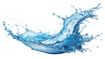 Obraz premium Crystal-clear water splashing against a pristine white backdrop, capturing the essence of liquid motion and natural beauty