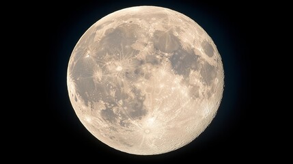 Obraz premium A stunning full moon illuminated against the dark night sky, showcasing its cratered surface and ethereal beauty.