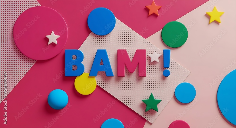Poster minimalist pop art background with bright, high-contrast colors. features simple halftone patterns, 
