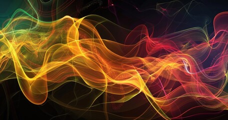 A vibrant abstract design featuring flowing waves of color, creating a dynamic and energetic visual effect.