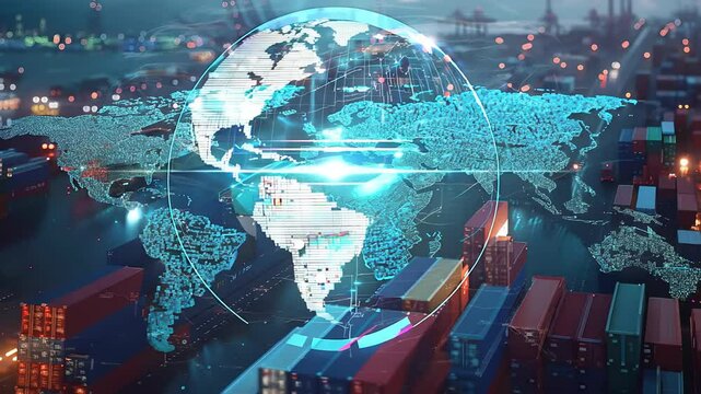 Logistics delivery, World map with logistic network distribution on background. background for Concept of fast or instant shipping, Online goods orders worldwide