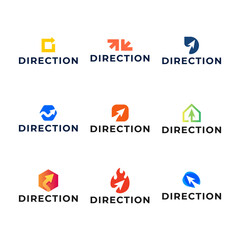 Set of Abstract business logo design template with arrow symbol.