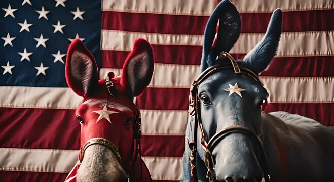 Donkeys with the US flag.