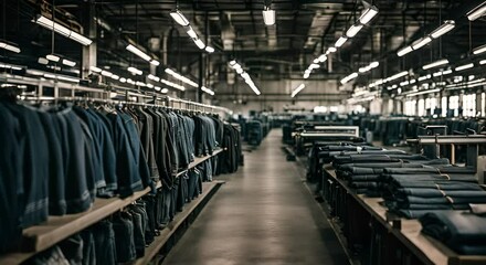 Inside a jeans factory.