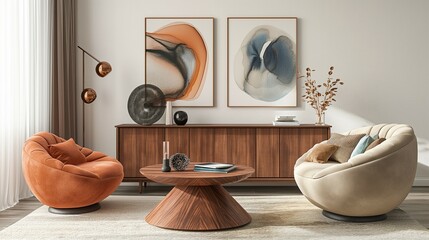 Modern home living room interior with soft chair