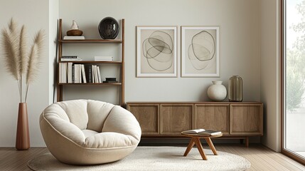Modern home living room interior with soft chair