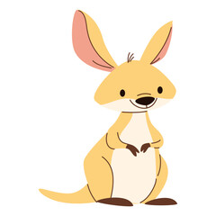 Cute kangaroo on white background. Flat vector illustration in simple child style . Vector illustration