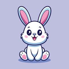 Cute Rabbit Sitting Cartoon Vector Icon Illustration. Isolated Flat Cartoon Style