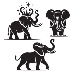 Obraz premium Clean Vector Elephant Silhouettes, For Designing Purpose, Vector Elephant Outlines