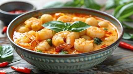 Singaporean Laksa: A spicy laksa noodle soup with prawns, tofu puffs, and a coconut milk broth. Curry Laksa. Laksa Lemak.