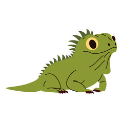 Obraz premium Cute iguana on a white background. Flat vector illustration in simple child style . Vector illustration