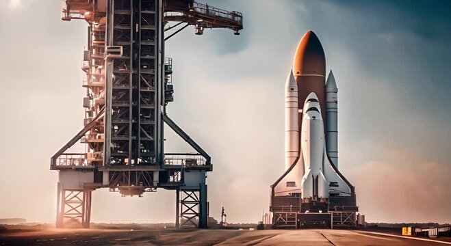 Rocket on a launch pad.