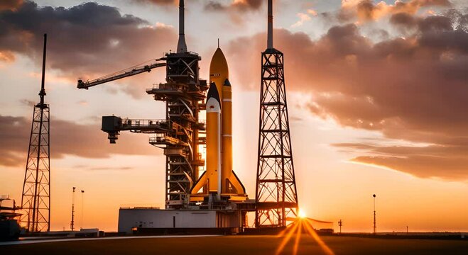 Rocket on a launch pad.