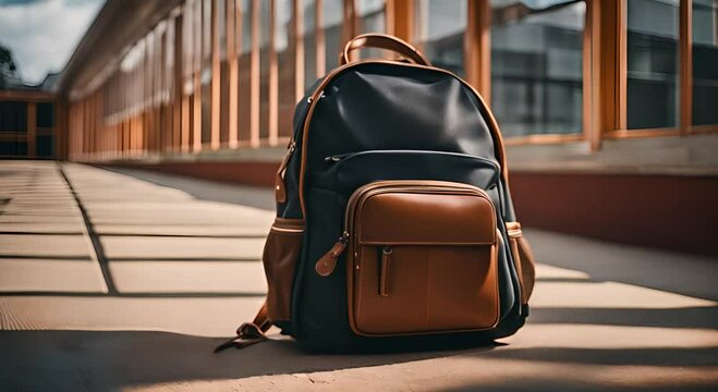 School backpack at a school.