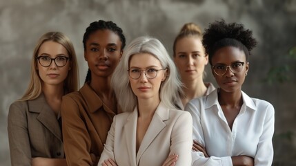 Group of diverse women supporting each other, expressions of empowerment and solidarity, promoting gender equality and womens rights, indoor setting with warm lighting, strong and determined poses