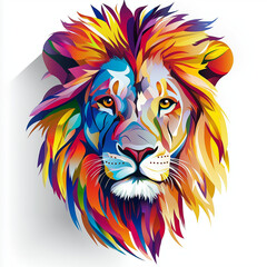 Lion head mural in vector style