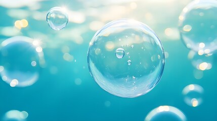 Abstract Bubbles Floating on Turquoise Water