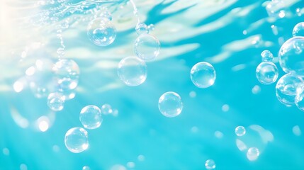 Abstract Turquoise Water Bubbles Background