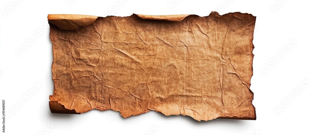 Fototapete blank brown paper texture isolated on a white background an aged page for craft design. with copy sp