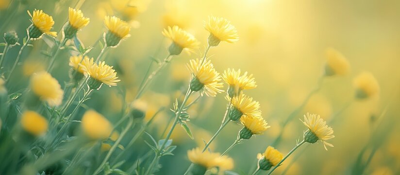 Close up of yellow flowers from the Oriental false hawksbeard Youngia japonica Alchetron plants featuring soft selective focus for an appealing background macro image blurred concept and the delicate