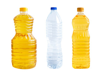 Vegetable oil  and water in bottle isolated on white background.