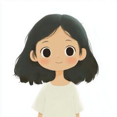 Cute Cartoon Girl Illustration in Pastel Colors for Children's Storybooks and Digital Art Projects