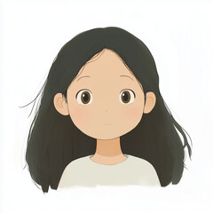 Cute Cartoon Girl Illustration in Pastel Colors for Children's Storybooks and Digital Art Projects