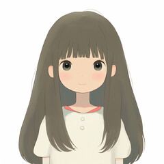 Cute Cartoon Girl Illustration in Pastel Colors for Children's Storybooks and Digital Art Projects
