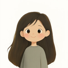 Cute Cartoon Girl Illustration in Pastel Colors for Children's Storybooks and Digital Art Projects