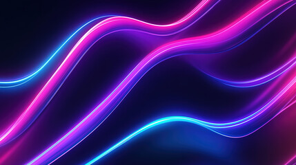 Fototapeta premium Minimalist neon wave background with soft neon blue-violet waves glowing on a dark background, creating a clean and modern aesthetic.