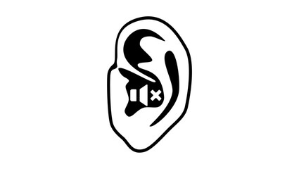 Deaf, limited hearing, black isolated silhouette
