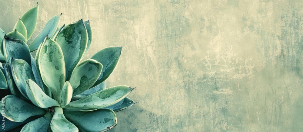 Poster textured vintage paper background featuring a christmas cactus. with copy space image. place for add