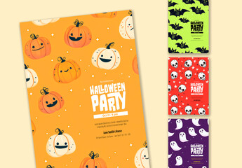 Halloween AI Illustration Pattern Party Invitation with Three Different Options