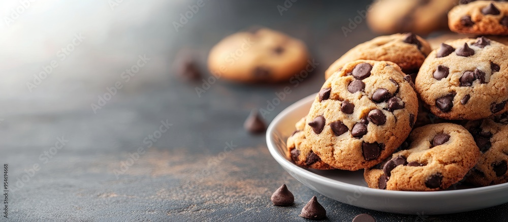 Poster cookies concept with a background in soft focus. with copy space image. place for adding text or des