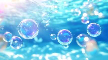 Blue Water Bubbles Abstract Background