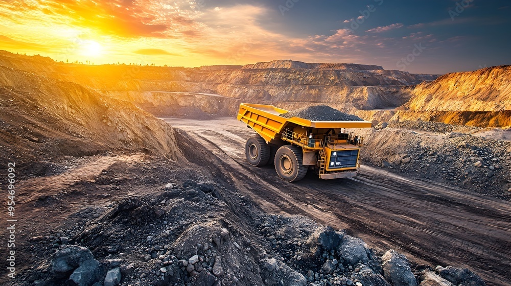 Aufkleber aerial view of an open pit mine showcasing the of iot technology for real time data collection safet