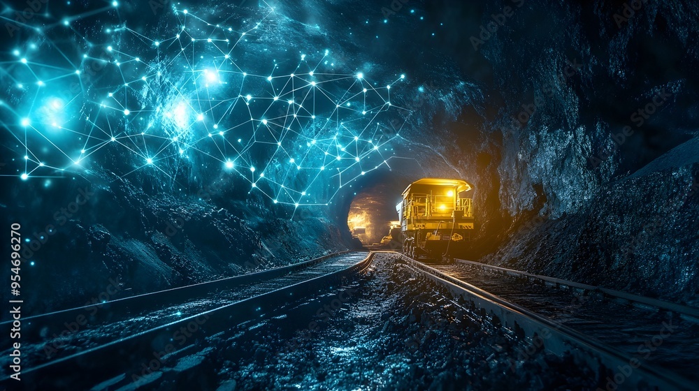 Aufkleber underground mining with iot enabled equipment focused on data driven safety measures a photograph sh