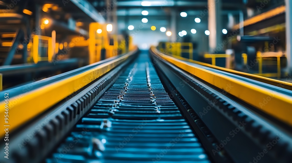 Aufkleber photograph of conveyor belts in a mining facility featuring iot sensors for efficiency and enhanced 